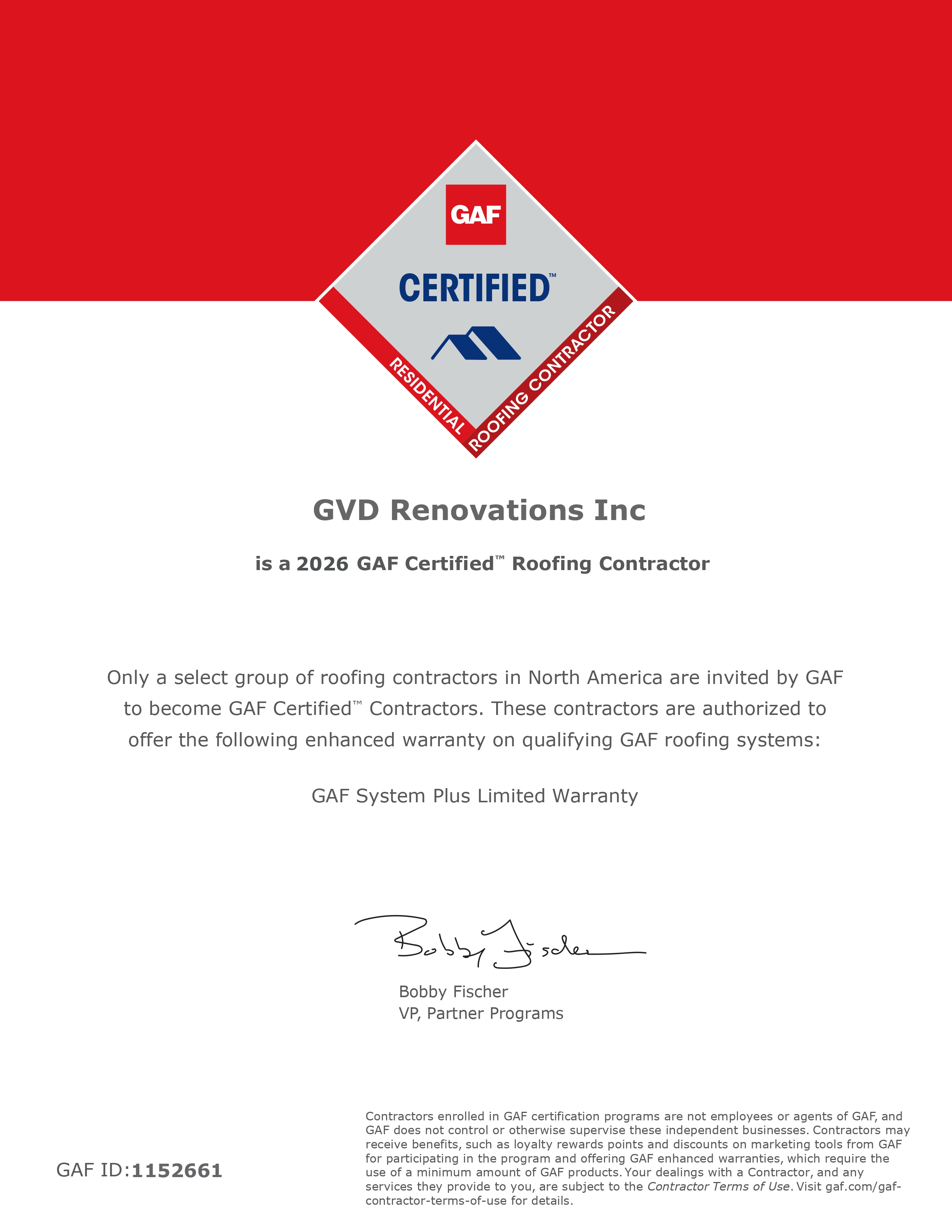 GAF Certified Roofing Contractor