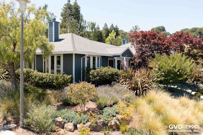 Charming home in San Rafael featuring James Hardie Evening Blue lap siding and Arctic White trim