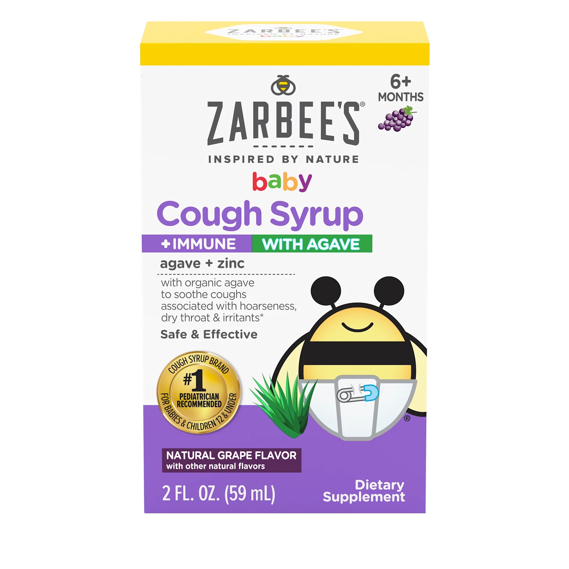 Baby Cough Syrup Plus Immune with Agave Natural Grape 