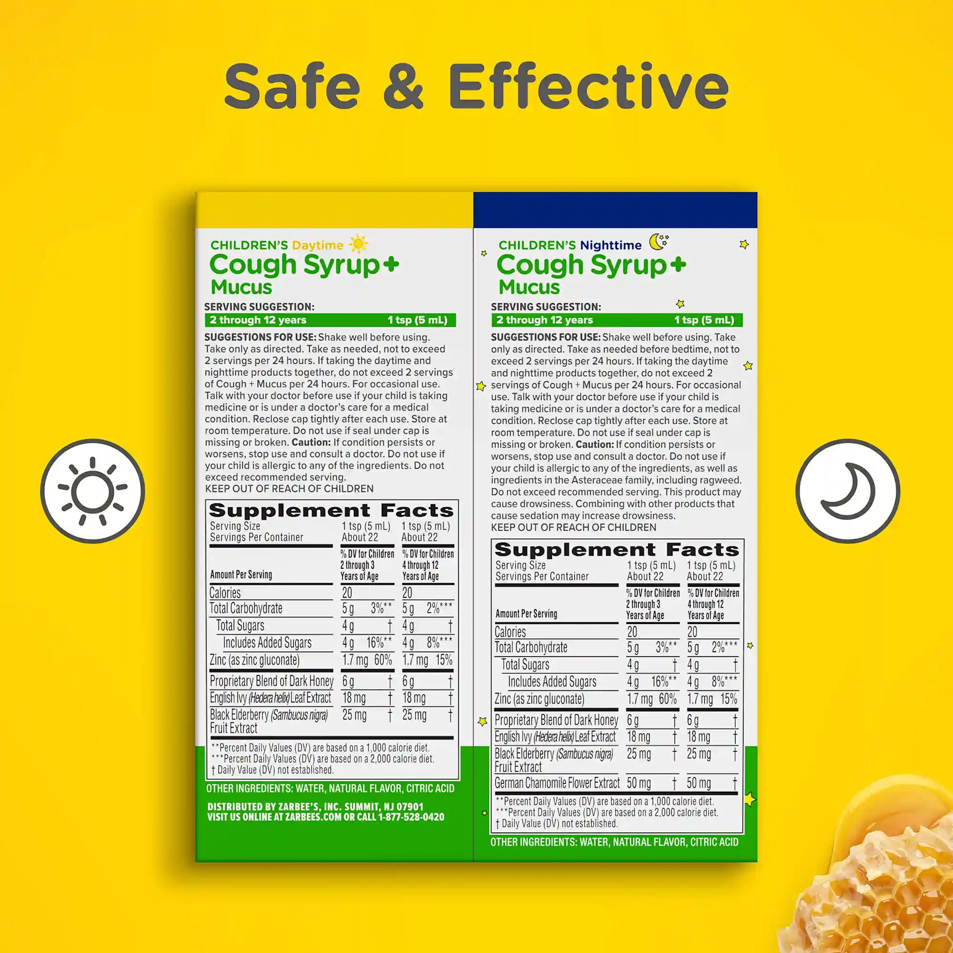 Zarbee’s® Kid's Cough + Mucus Day/Night Suplement Facts