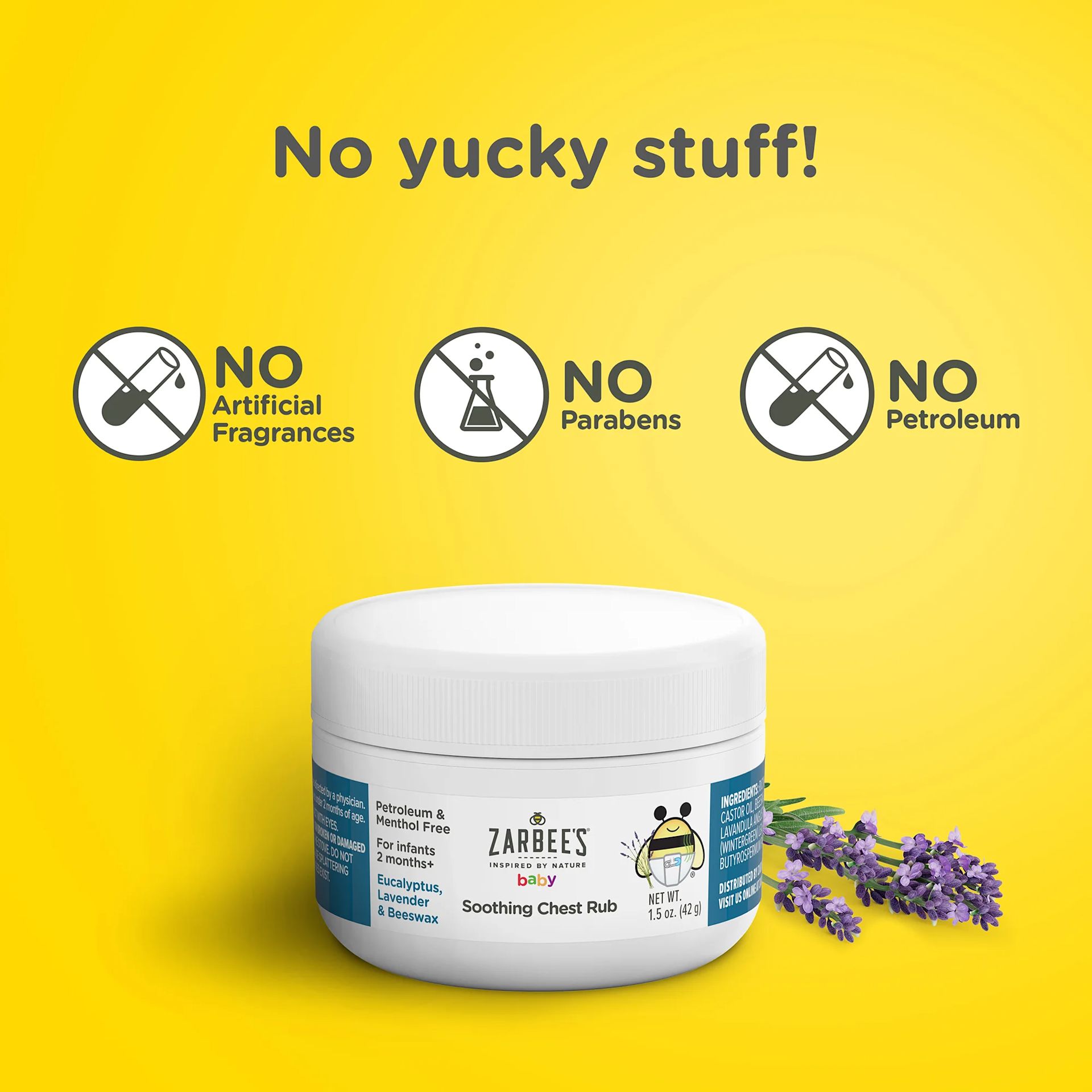 Zarbees Baby Chest Rub has no artificial fragrance, parabens, and petroleum