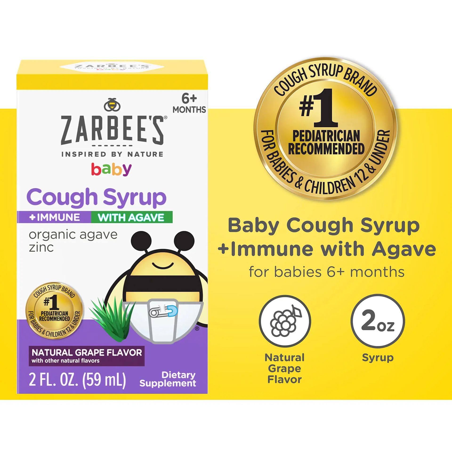 Baby Cough Syrup Plus Immune with Agave Front Pack