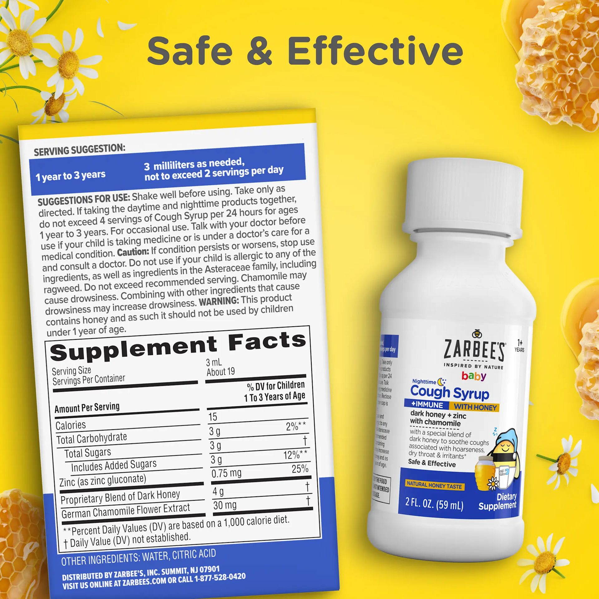 Baby Nighttime Cough Syrup + Immune Support with Honey | Zarbee's®