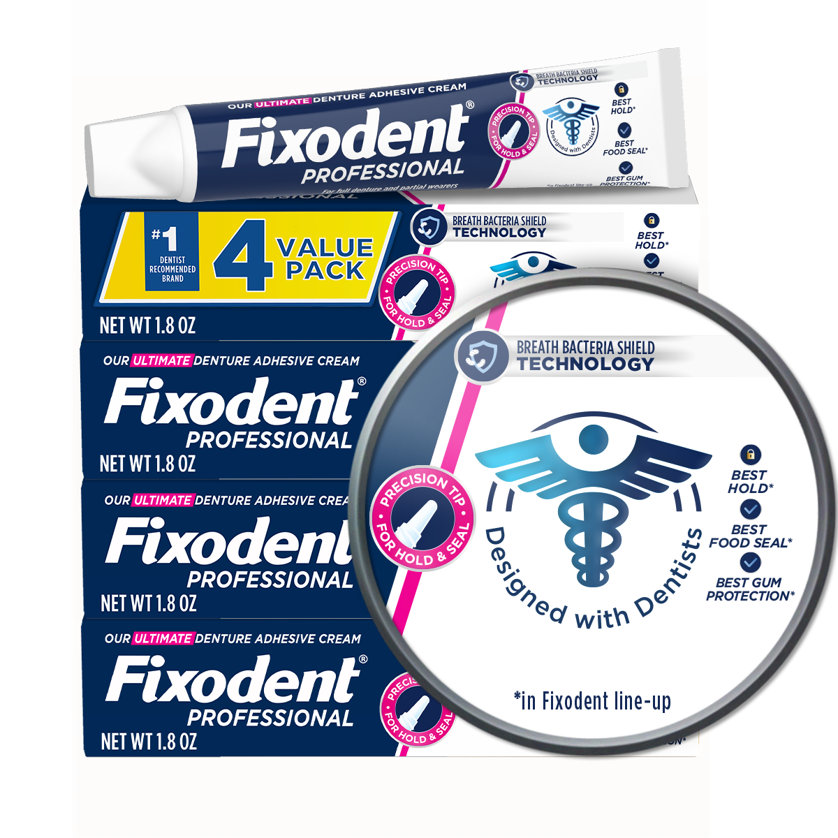 Fixodent Denture Adhesive Cream, Max Hold + Scope 1.8 oz