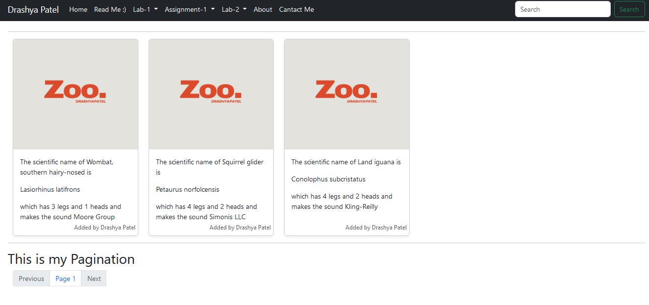 "MyZoo page with Ghost CMS and Posts"