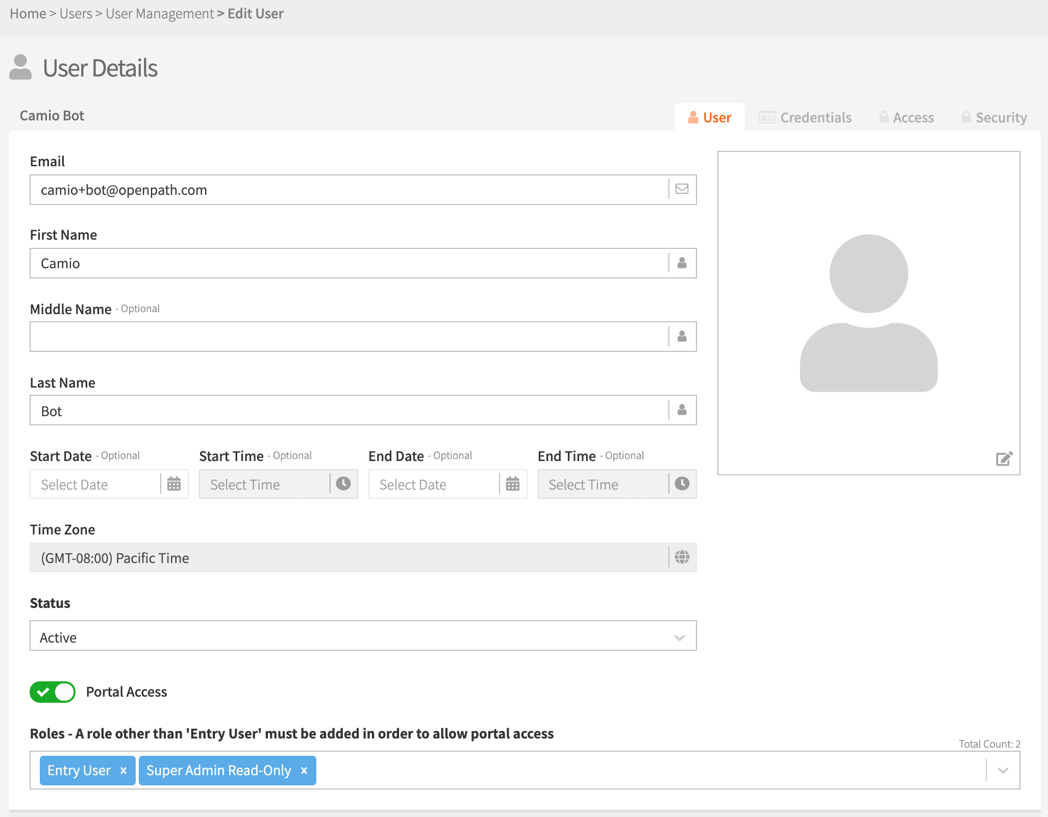 Screenshot: Camio Setup 2