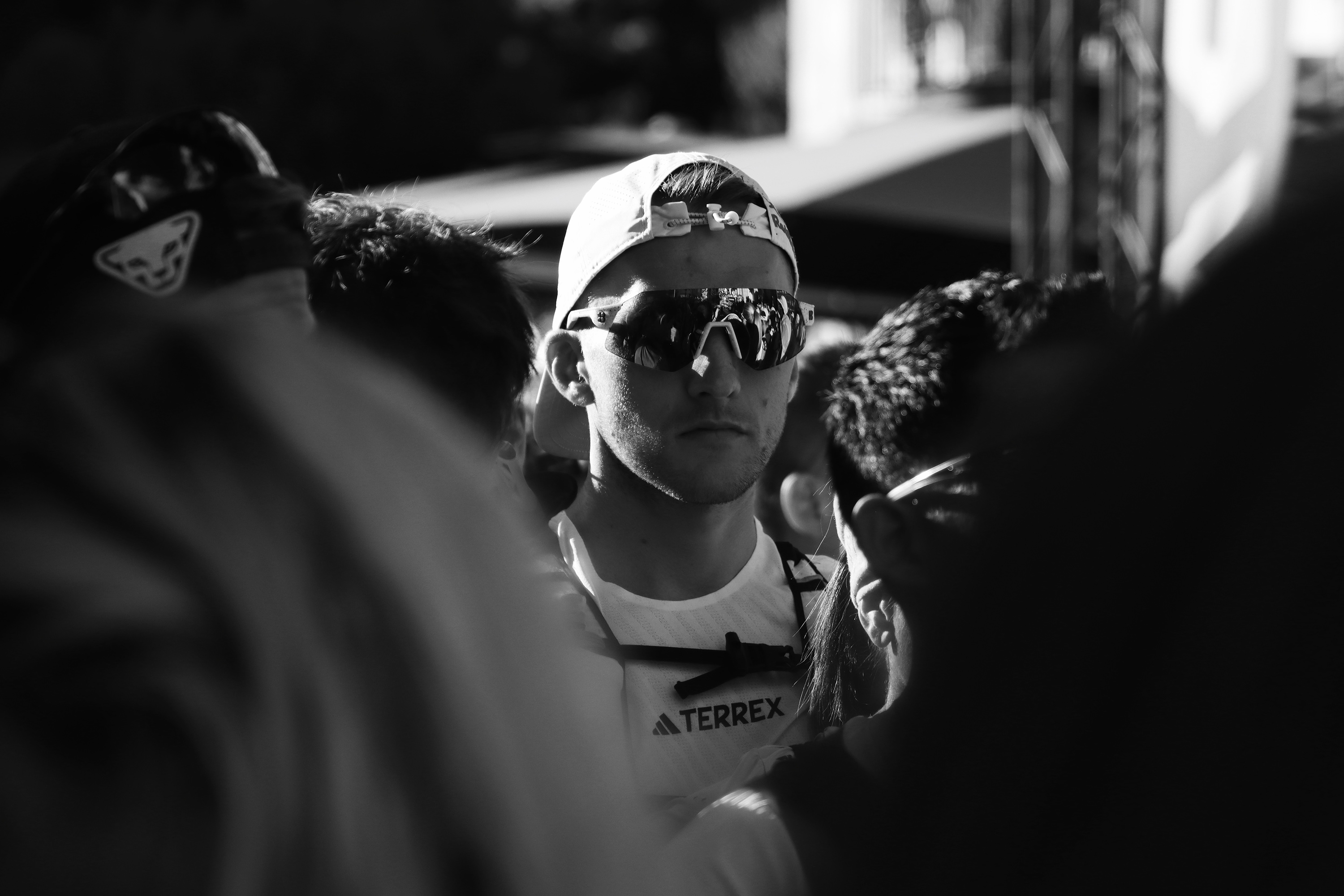 British ultra-runner Tom Evans in the starting pen (and in the zone). Photograph: Richard Miller
