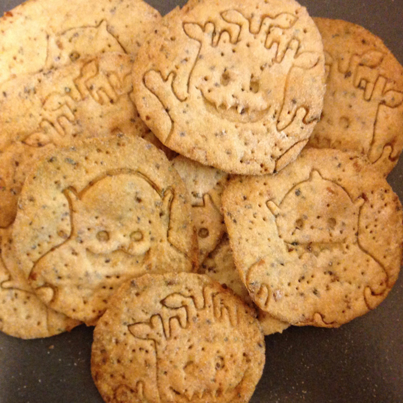 An assortment of monster stamped crackers