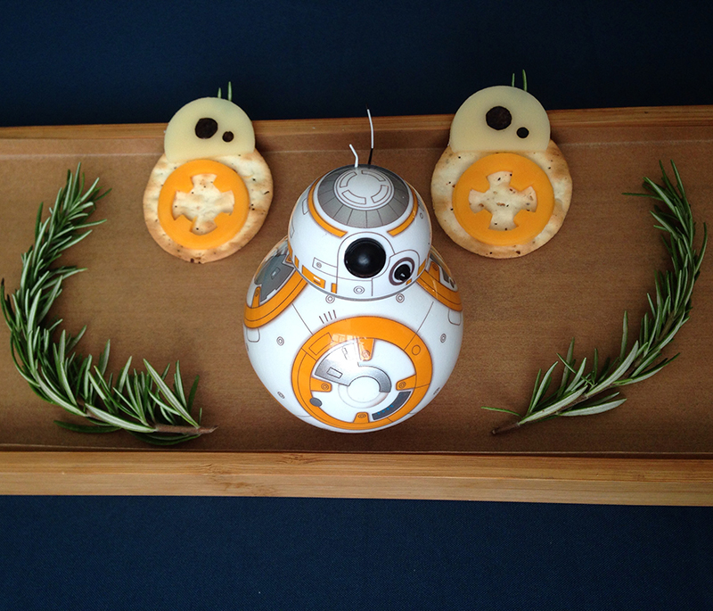 BB-8 made of crackers and cheese.