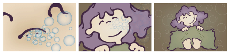 Panel 11 - Continue panning out, the two caves are actually a happily sleeping child breathing in the fresh air.