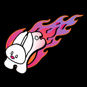 Jumping bunny with trails of hot rod flames