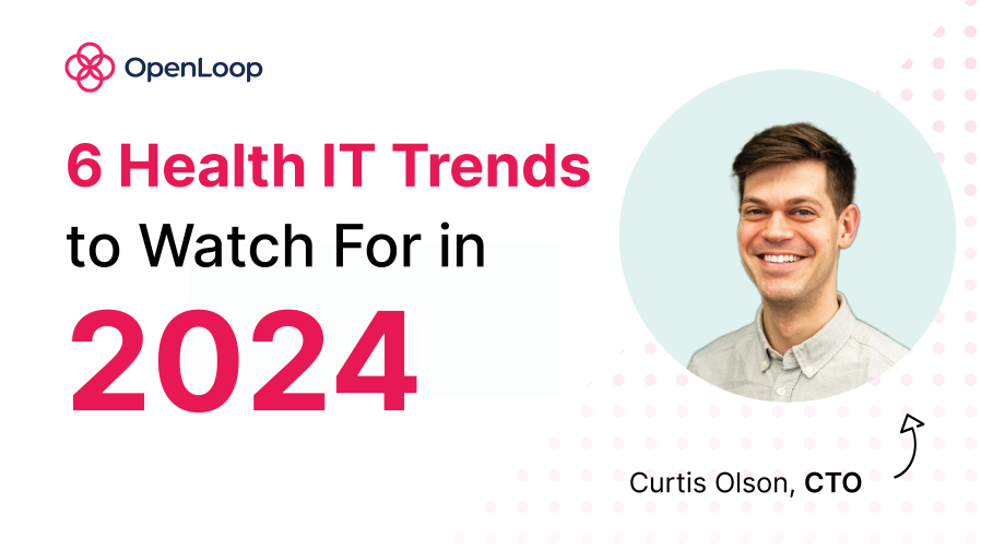 Graphic with the title "6 Health IT Trends to Watch For in 2024" with a head shot of OpenLoop CTO, Curtis Olson
