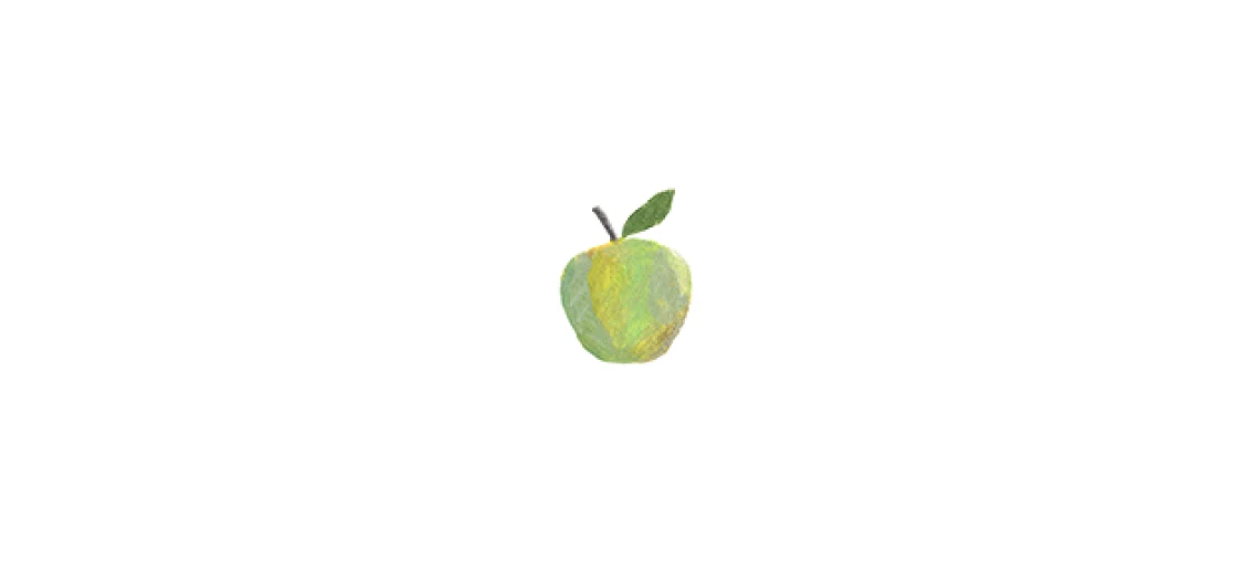 A Monarch by SimplePractice illustration of a green apple. 