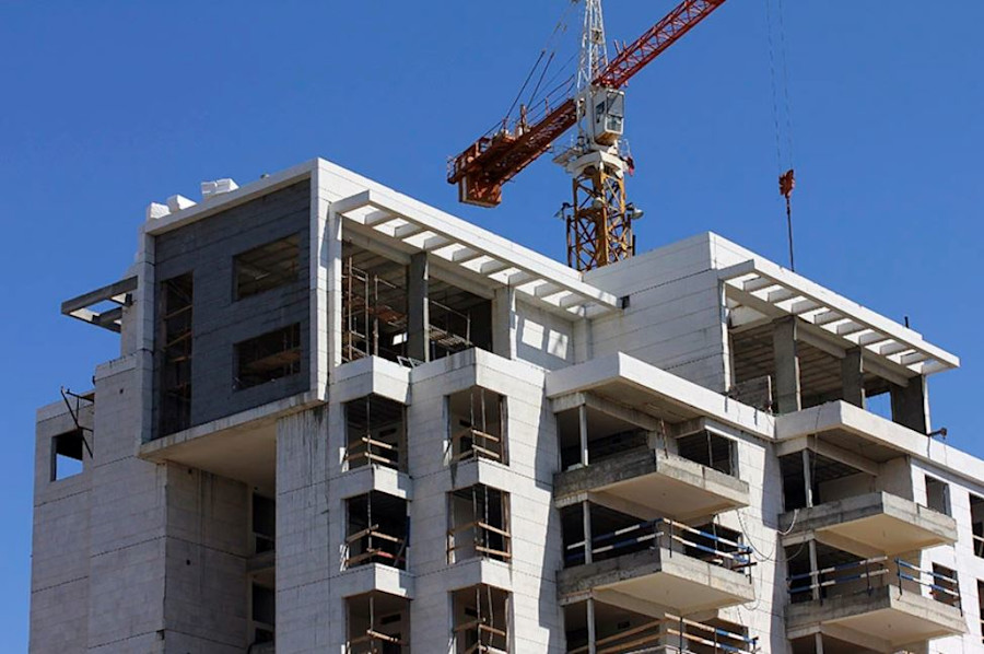 Construction underway in a block of apartments