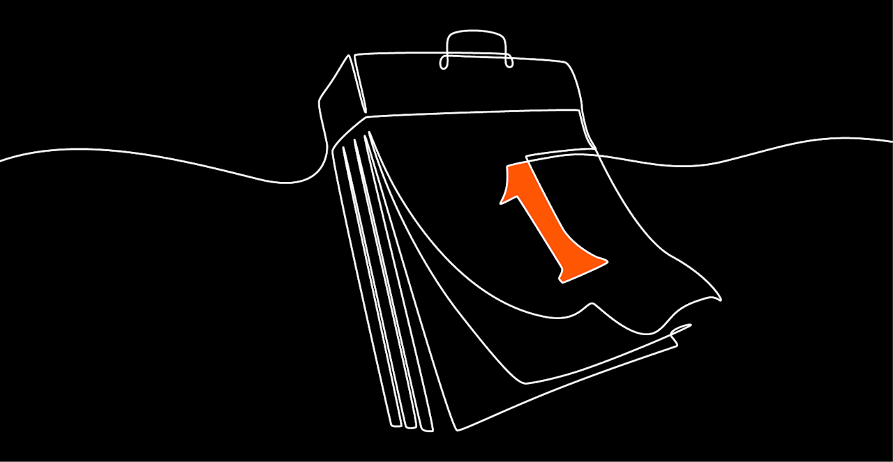 Continuous line illustration of a calendar.