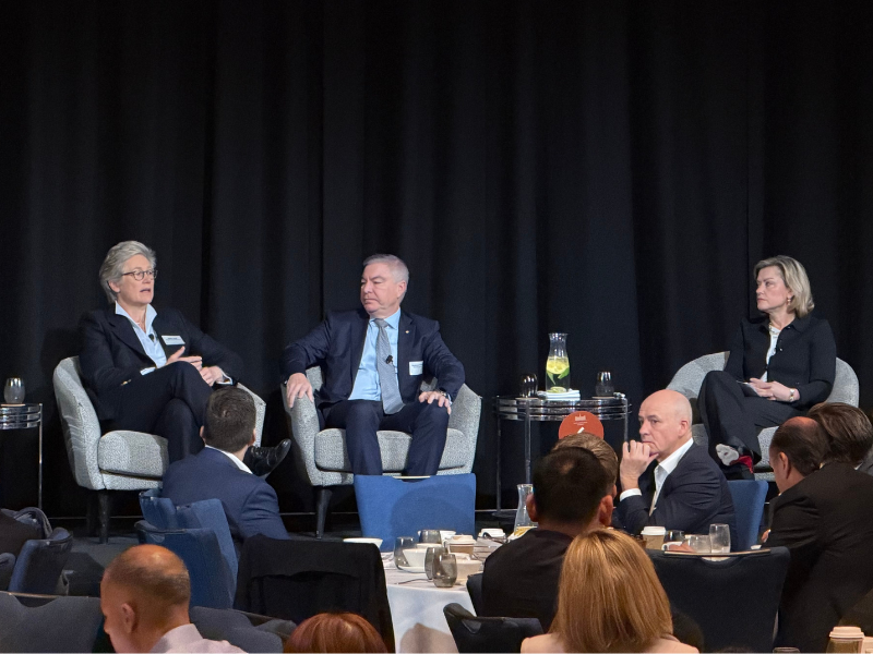 Sally Auld, Andrew Pridham, and Carmel Hourigan at the Lander & Rogers Sydney Economic Briefing in July 2026. 