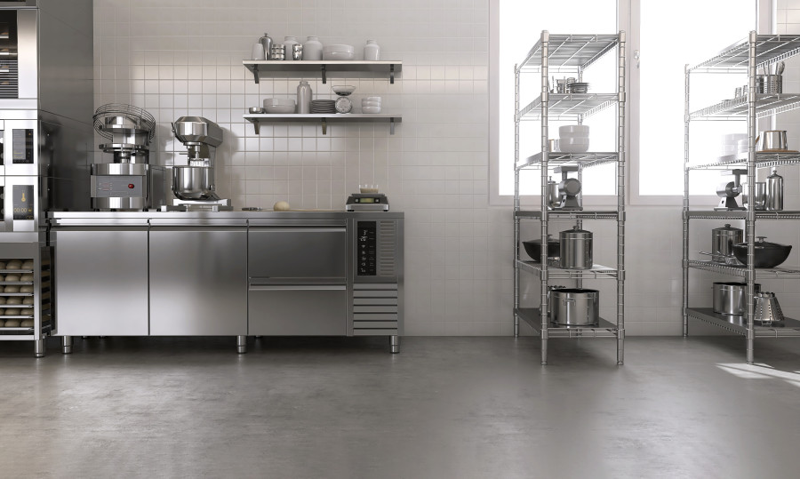 Industrial kitchen with fixtures and fittings