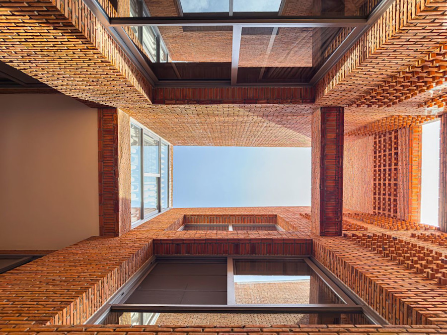 Bird's eye view of a building facade