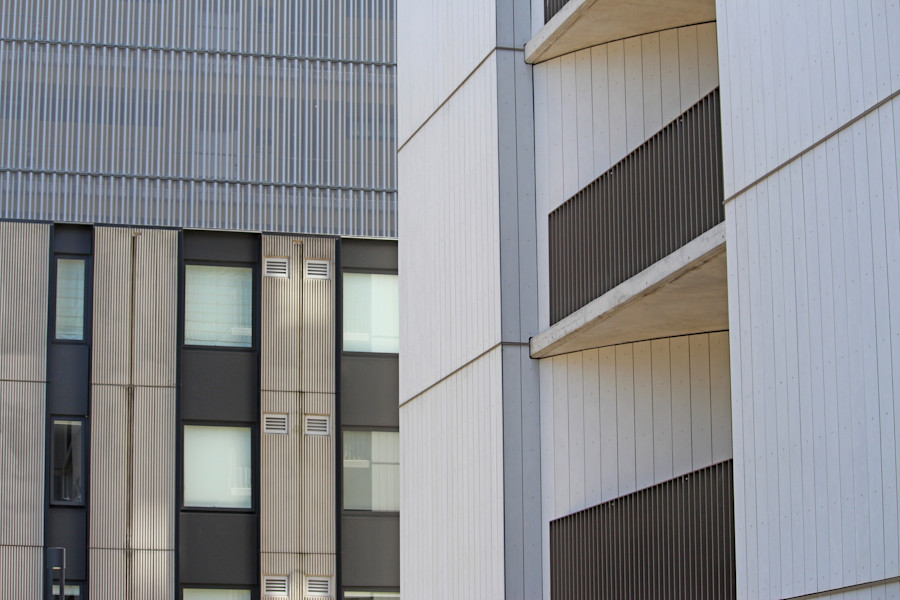 Building exterior of a residential development.