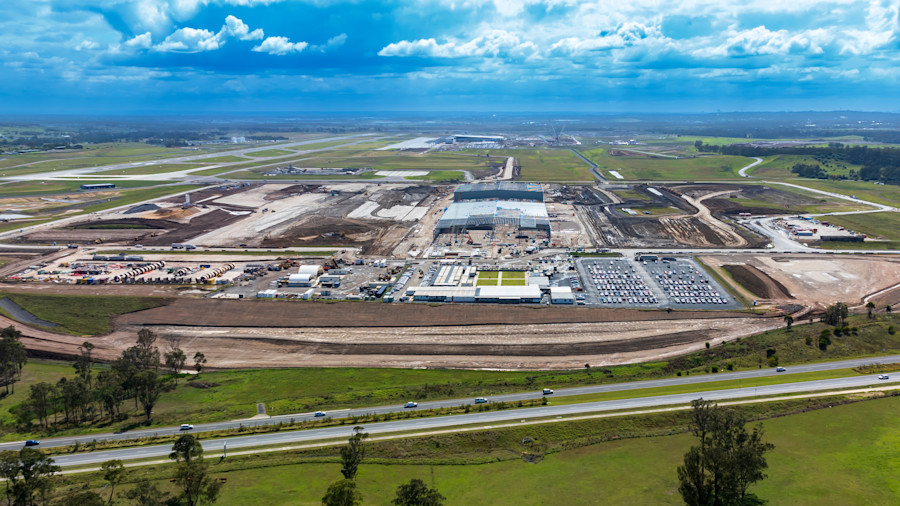 Ariel view of construction of the new Western Sydney Airport