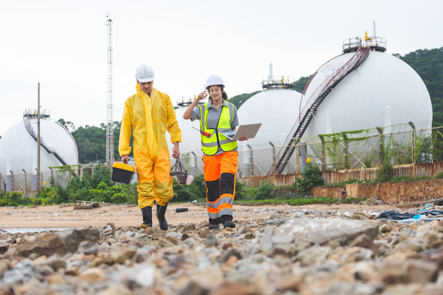 environmental inspectors on a chemical site