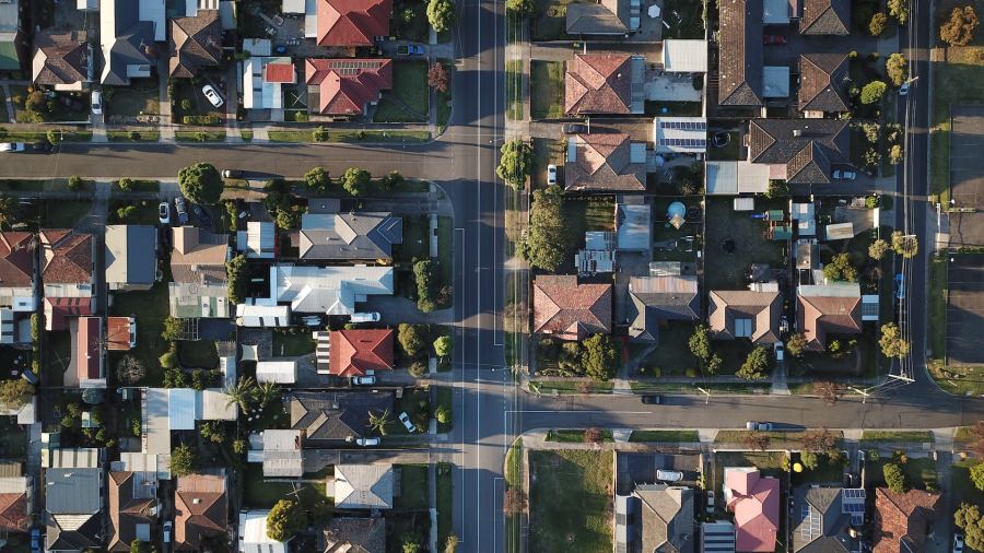 Aerial view of a suburb. 