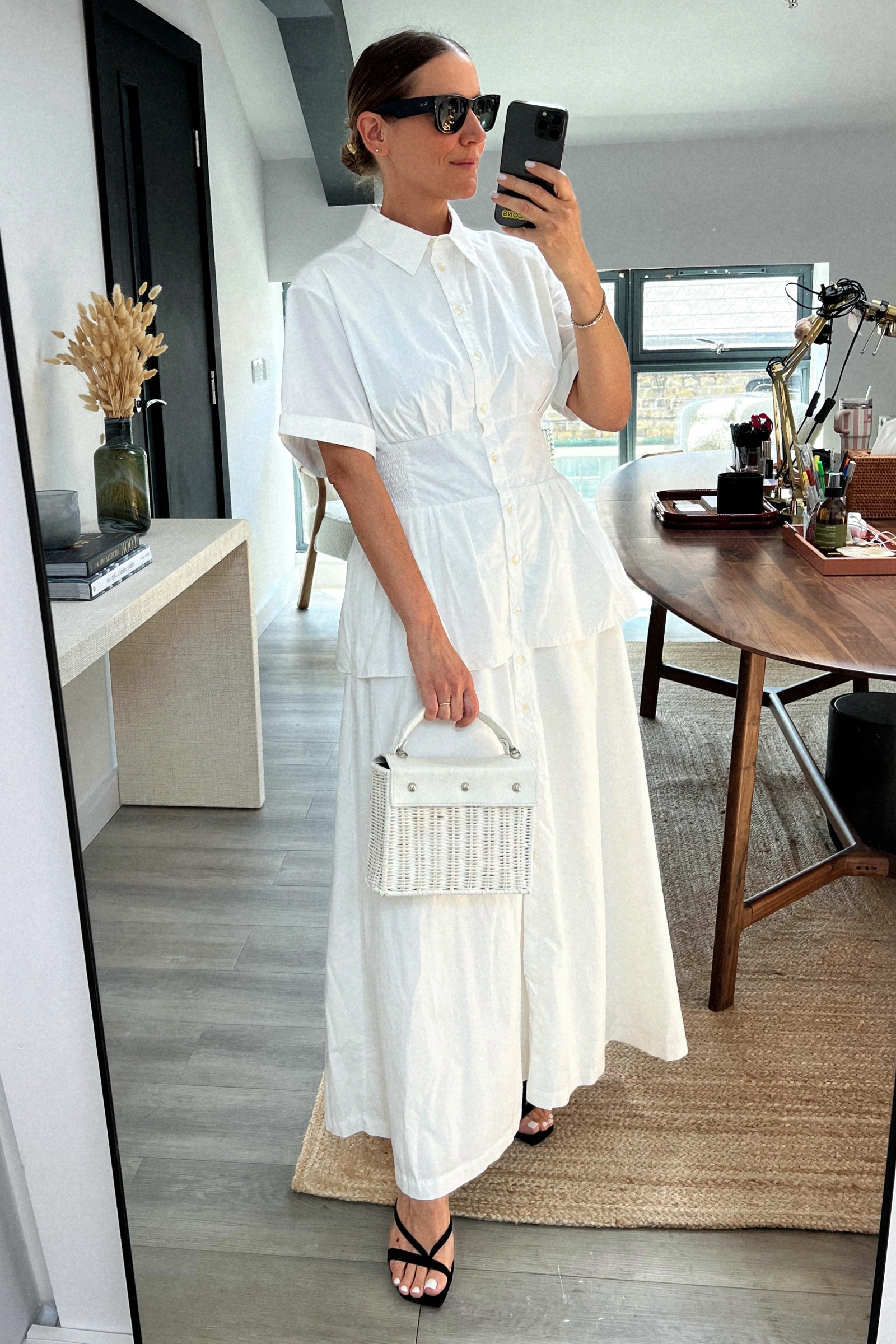 embroidered dresses uk FARM Rio Floral Embroidered Long Sleeve Cutout Linen Midi Dress in Blue