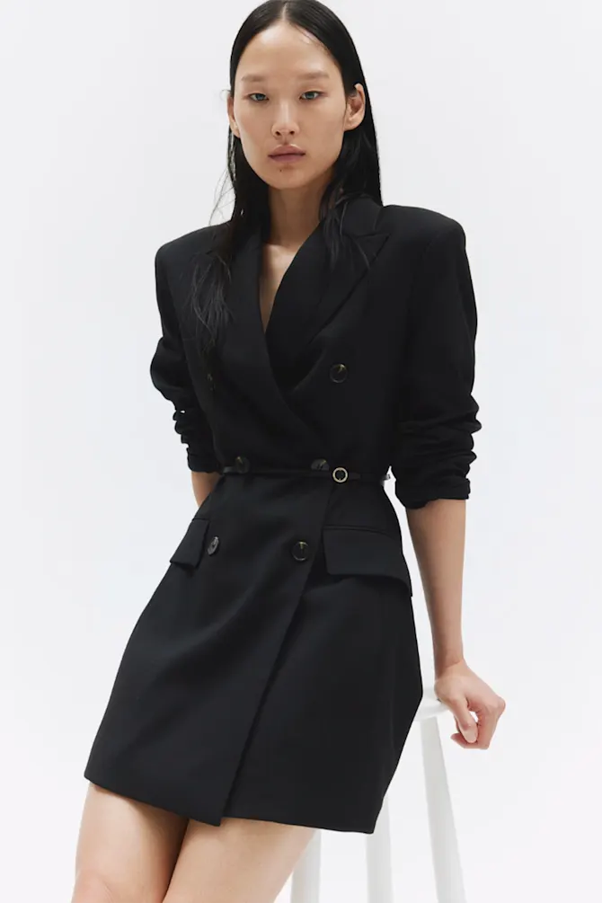 open lace back dress One Sleeved Sequin Blazer Dress in Black 14 main image 0