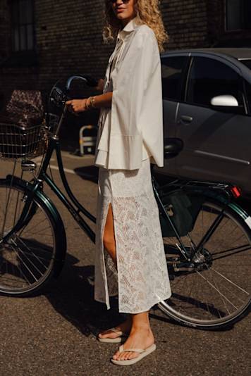 Massimo Dutti Cotton Blend Box Pleat Midi Skirt | Wardrobe Icons