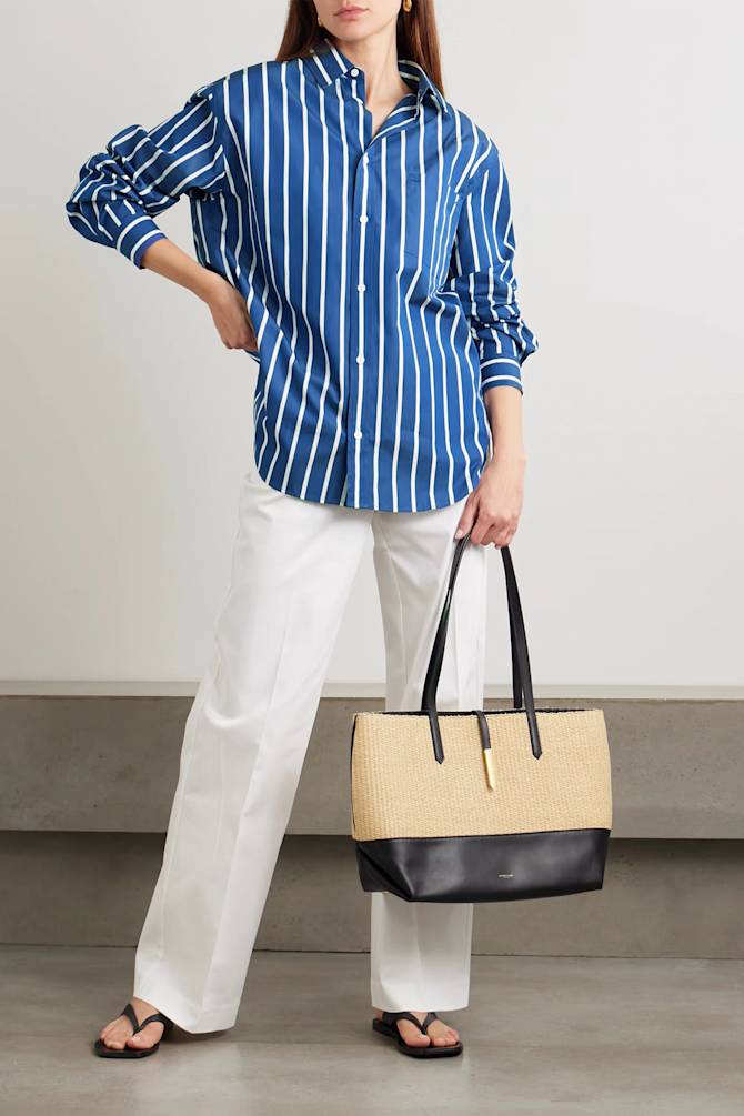 blue striped dress shirt outfit Women's Modern Fit Dress Shirt in Blue Stripe XL main image 0