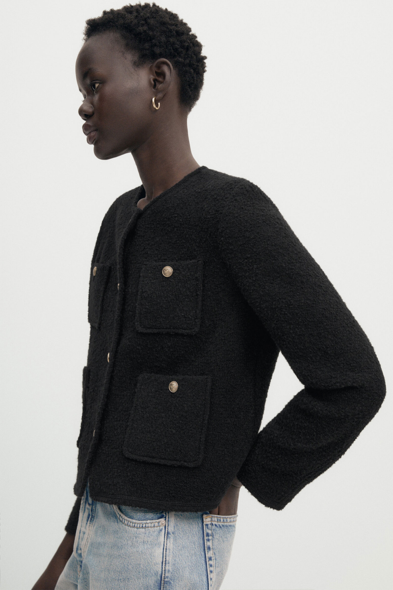 The bouclé jacket is trending right now