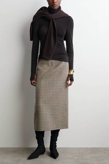 Massimo Dutti Flounce Linen Blend Midi Skirt | Wardrobe Icons