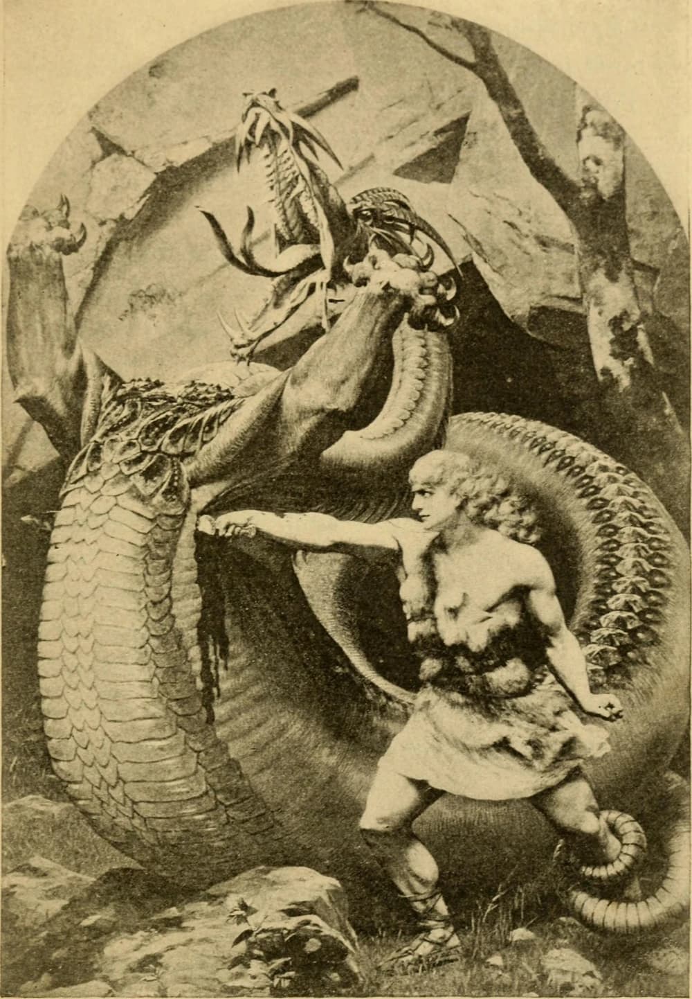 Siegfried slaying Fafnir