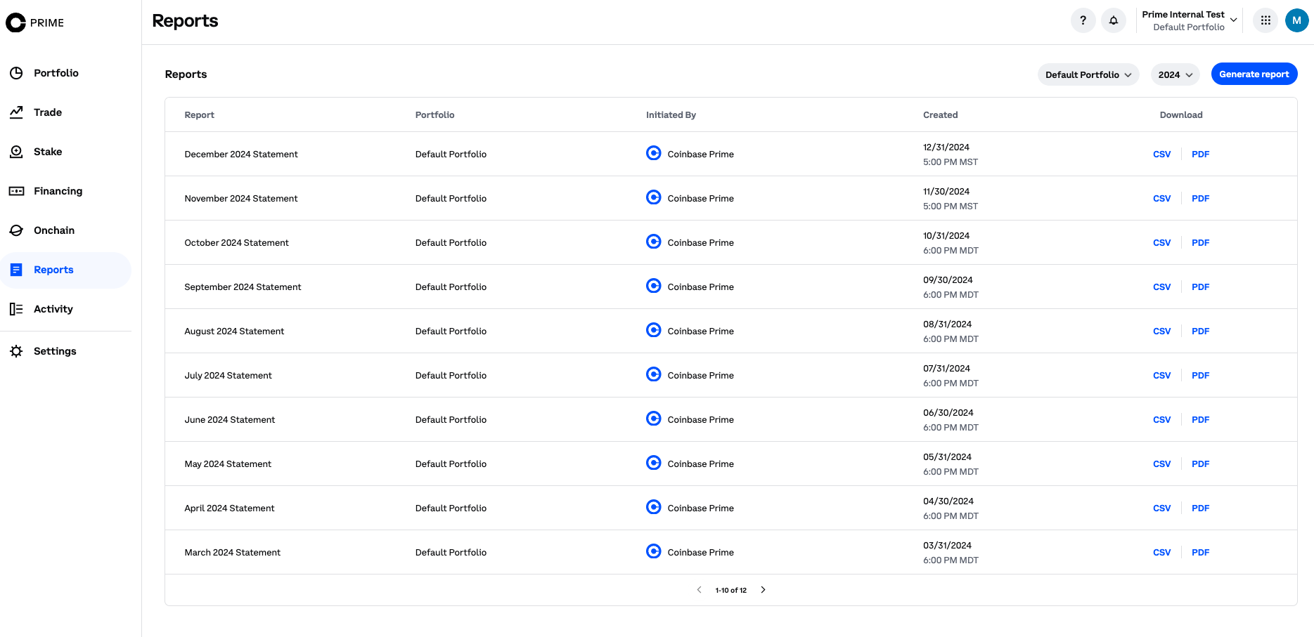 Staking Reporting on Coinbase Prime | Coinbase Help