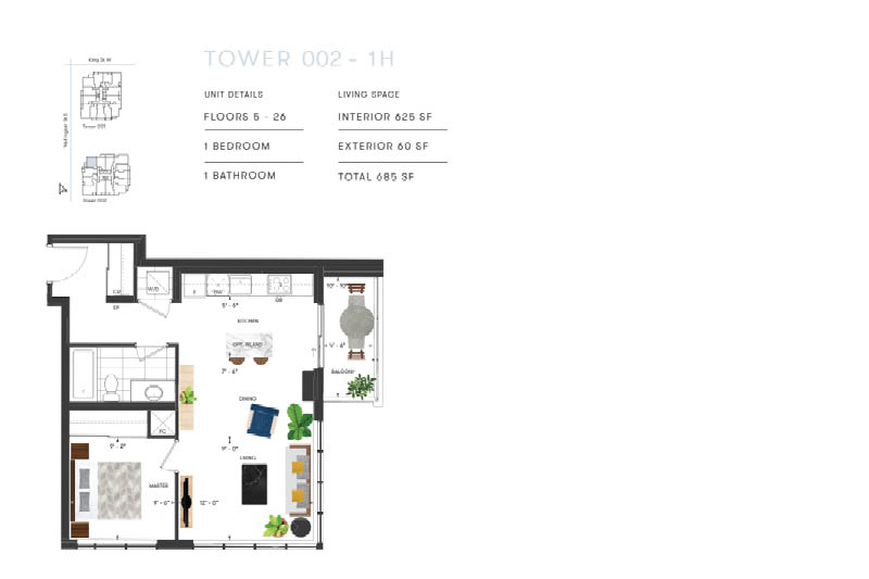 Unit 512 at Station Park in Tower 2 Floorplan