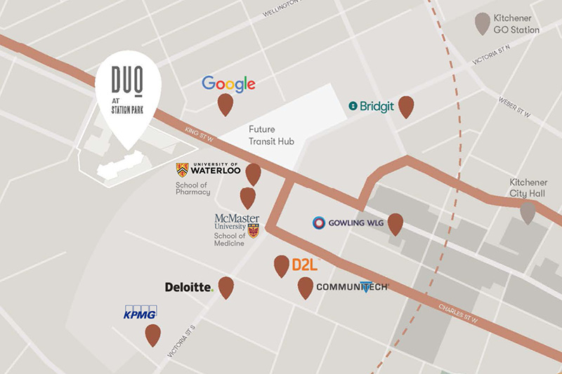 DUO Downtown Kitchener Map