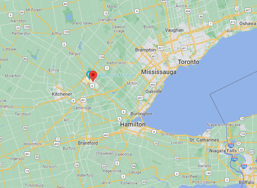 Guelph Ontario on a Map