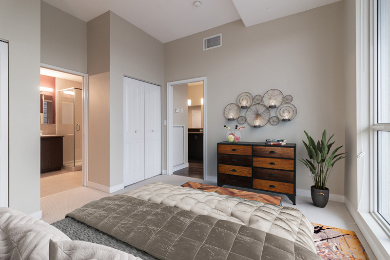 Bedroom - Suite 809, 191 King Street South. The Bauer Lofts