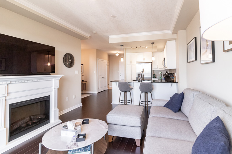 Living room at Belmont Village Unit 1104 at 539 Belmont Ave