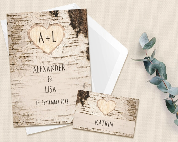 Personalisierte Hochzeitseinladungen Als Siegelbrief – Wickelfalz, Ab 10 Stück, Mit Aufklebern