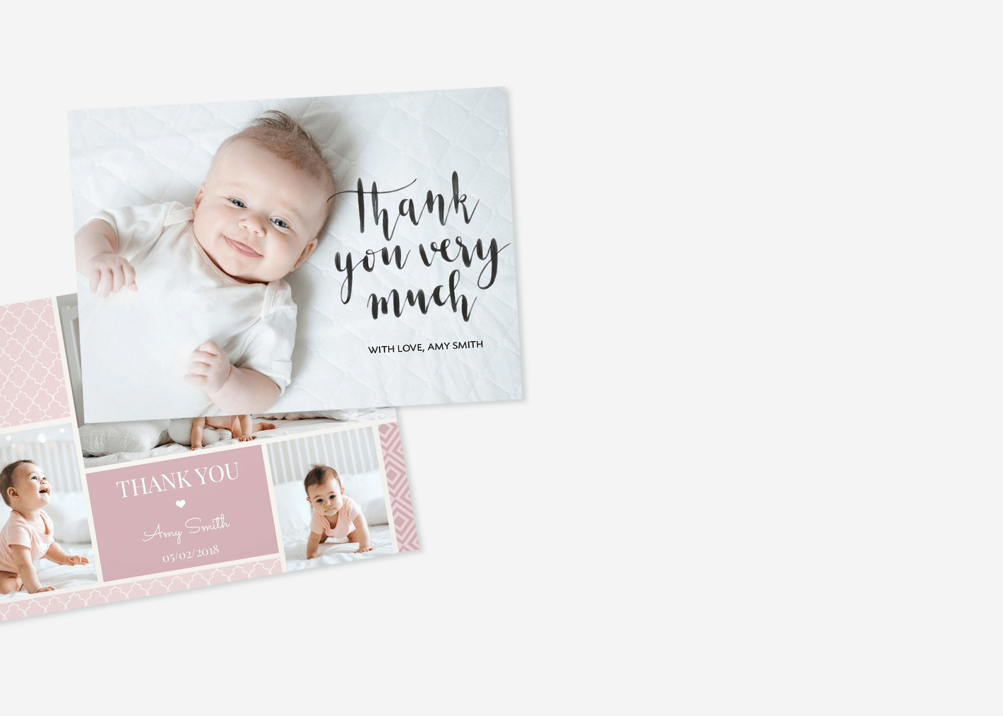 Premium Personalised New Baby Photo Thank You Cards Boy Girl Birth Announcement 40