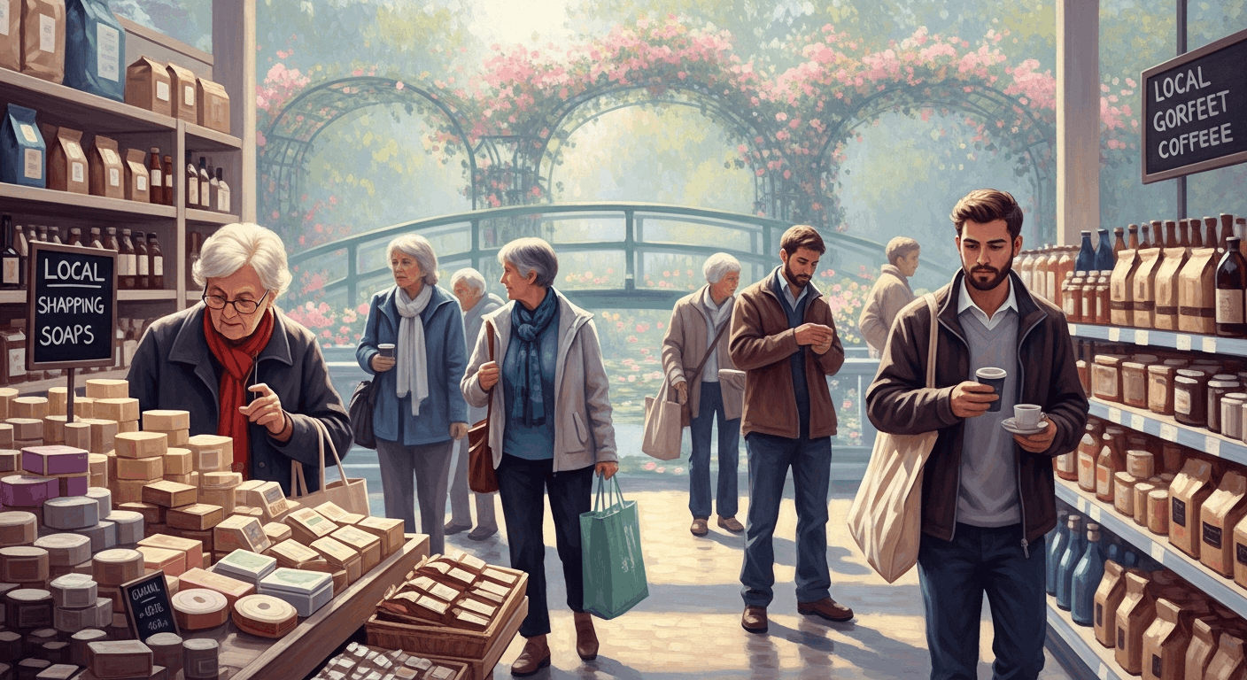 Landscape of shoppers browsing 