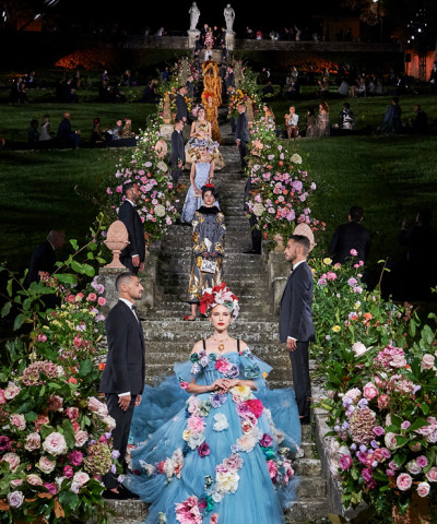Dolce&Gabbana Alta Moda Collection, a moment of the fashion show at the Bardini Garden 