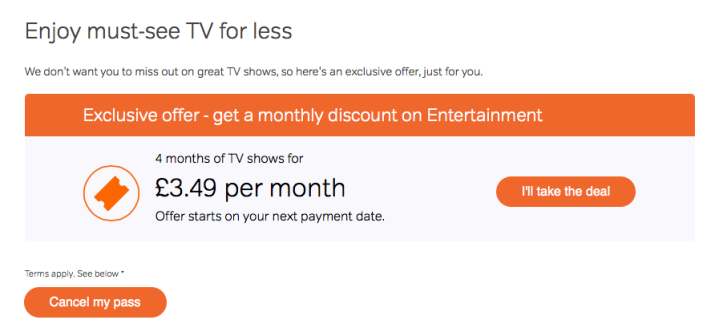Bad UX - Step 4 - A sweet offer or just bad UX? — Source: NowTV account pages