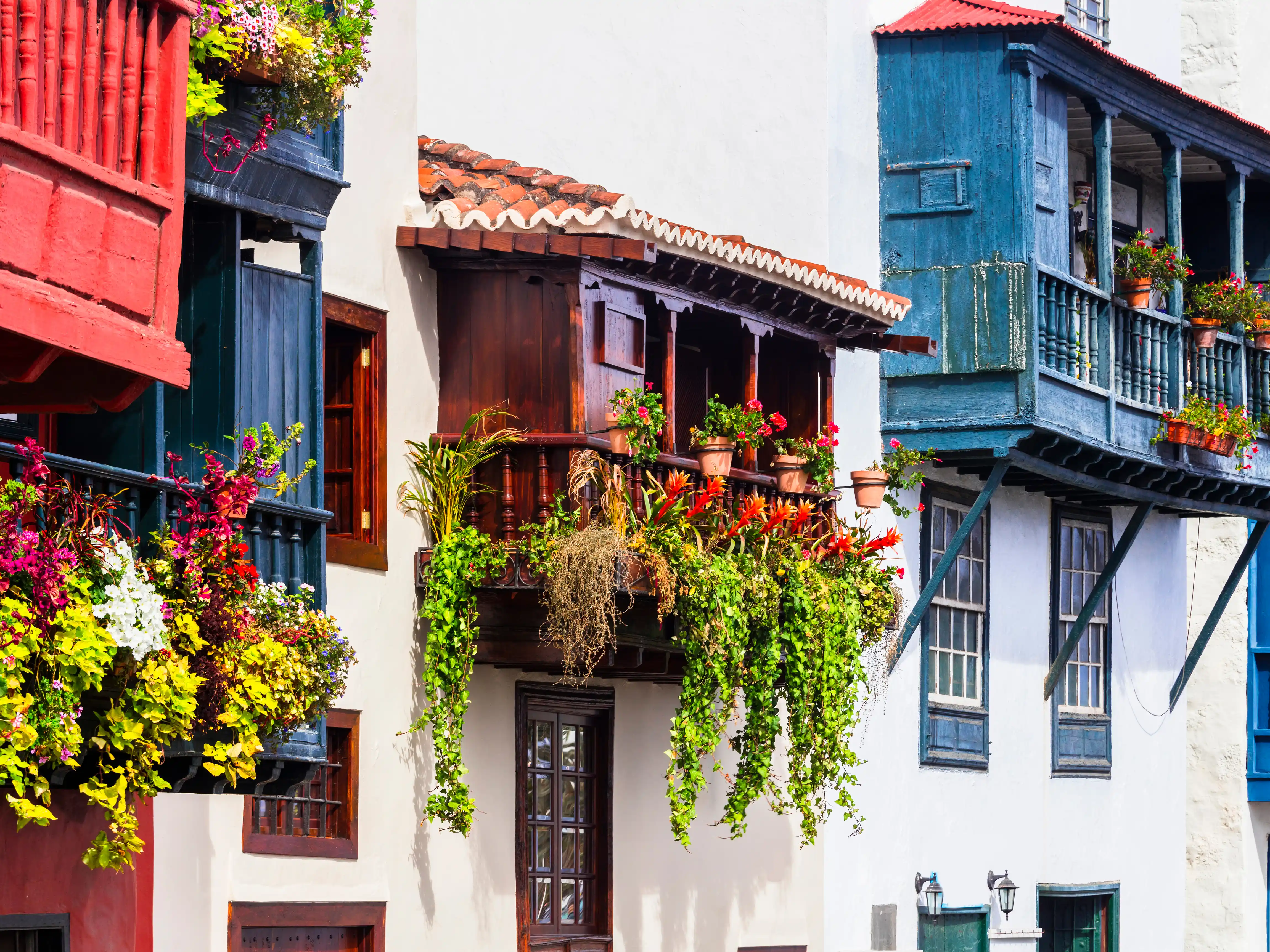 Traditional colonial architecture of La Palma in the Canary islands. 