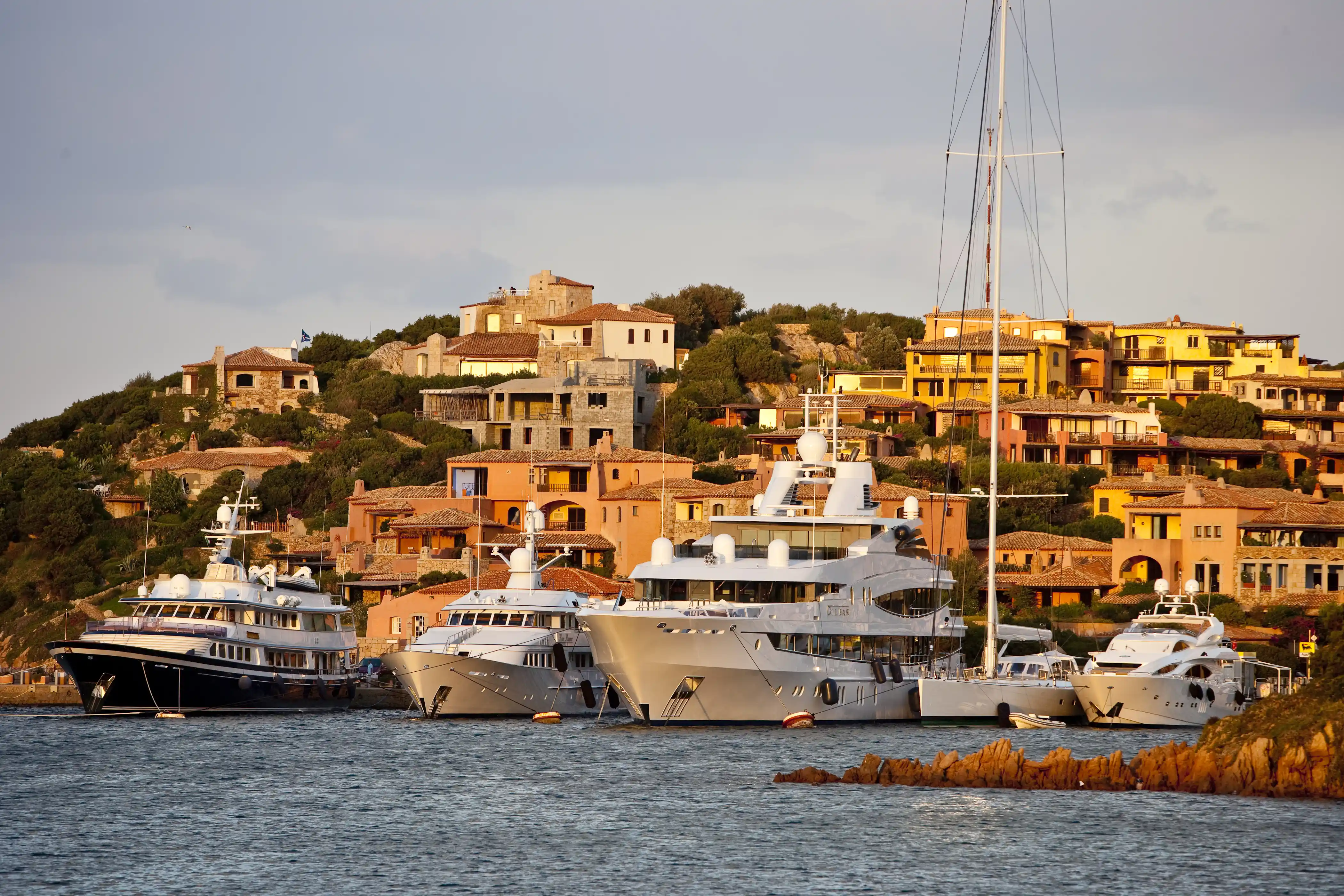 Yachts on the coast of Porto Cervo.