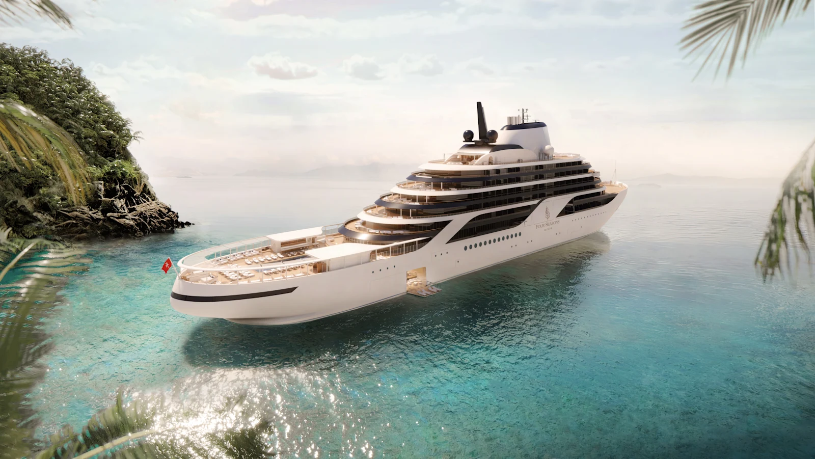 Four Seasons I luxury yacht anchored in clear tropical water