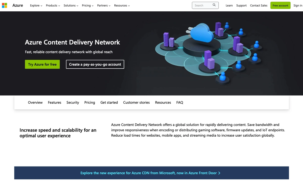 azure cdn landing page