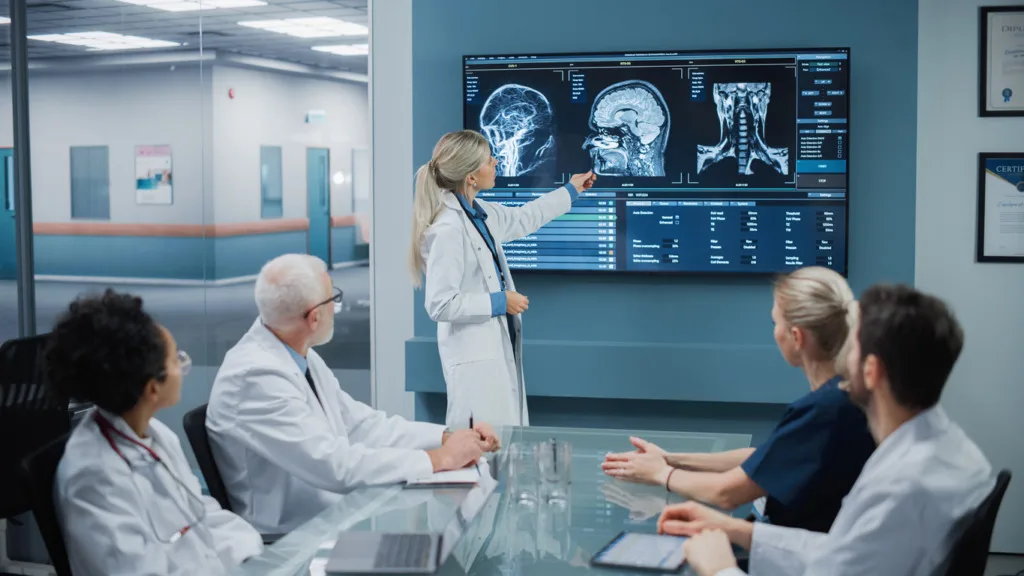 Doctor showing Brain Scans