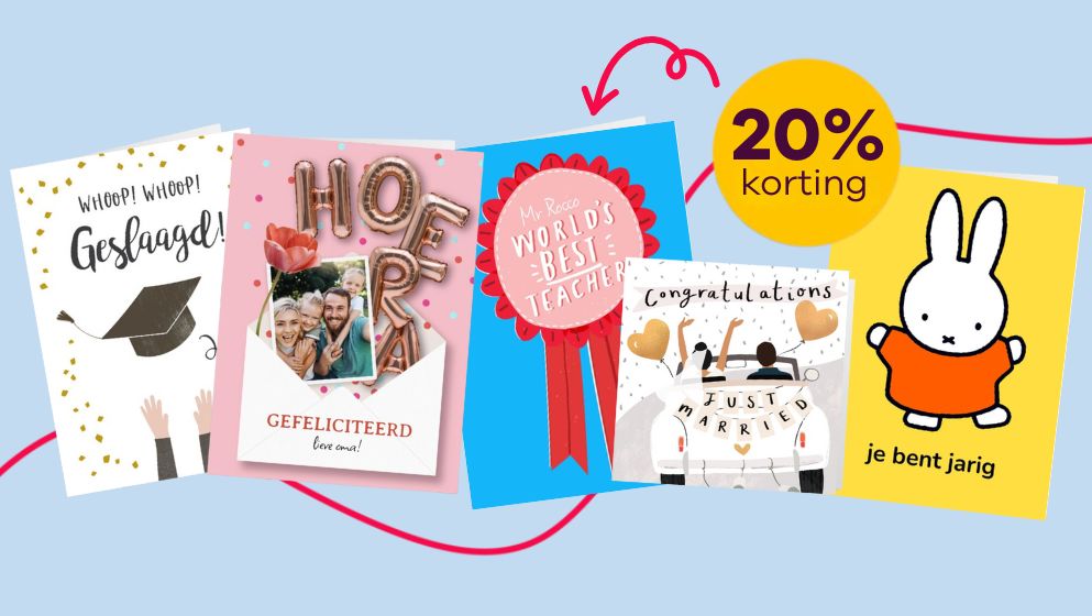 Nu 20% korting op bedankkaarten